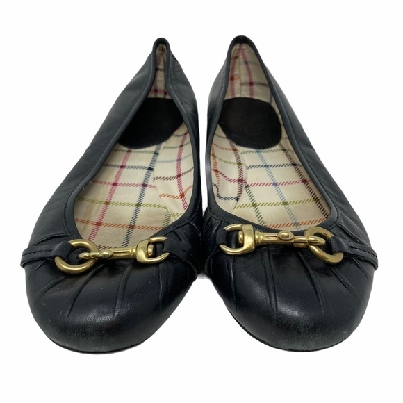 Coach Leona Black Leather Slip On Flats Shoes 6.5 - Picture 2 of 9